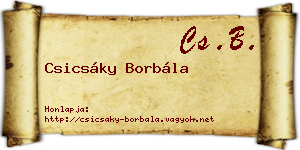 Csicsáky Borbála névjegykártya